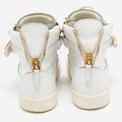 Giuseppe Zanotti White Leather Coby Wedge Sneakers Size 37