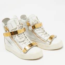 Giuseppe Zanotti White Leather Coby Wedge Sneakers Size 37