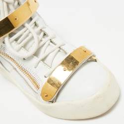 Giuseppe Zanotti White Leather Coby Wedge Sneakers Size 37