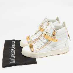 Giuseppe Zanotti White Leather Coby Wedge Sneakers Size 37