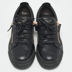 Giuseppe Zanotti Black Leather Augus Sneakers Size 39