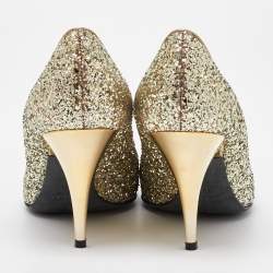Giuseppe Zanotti Gold Glitter Round Toe Pumps Size 39.5