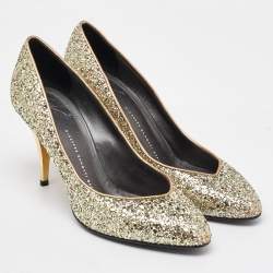 Giuseppe Zanotti Gold Glitter Round Toe Pumps Size 39.5
