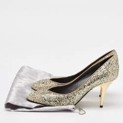 Giuseppe Zanotti Gold Glitter Round Toe Pumps Size 39.5