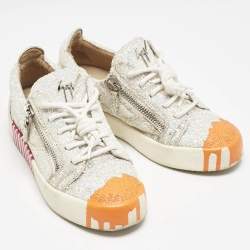 Giuseppe Zanotti Multicolor Glitter Frankie Lace Up Sneakers Size 37
