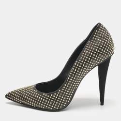 Giuseppe Zanotti Black Leather Ester Studded Pumps Size 38.5