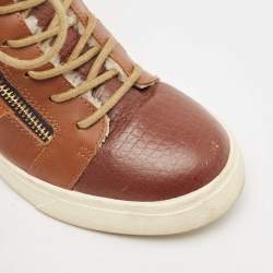 Giuseppe Zanotti Multicolor Fur and Leather Wedge Sneakers Size 38