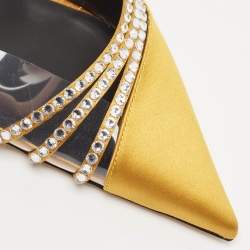 Giuseppe Zanotti Gold Satin Crystal Embellished Slingback Pumps Size 41