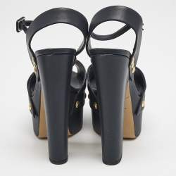 Giuseppe Zanotti Navy Blue Leather Betty Ankle Strap Platform Sandals Size 40