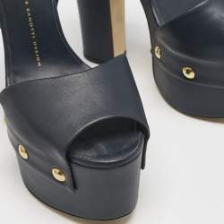 Giuseppe Zanotti Navy Blue Leather Betty Ankle Strap Platform Sandals Size 40