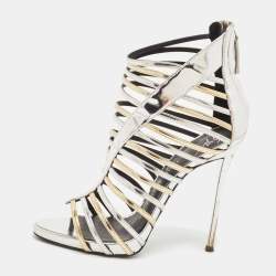 Giuseppe Zanotti Silver/Gold Leather Coline Gladiator Sandals Size 39