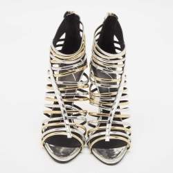 Giuseppe Zanotti Silver/Gold Leather Coline Gladiator Sandals Size 39