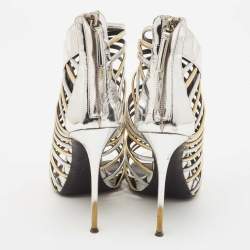 Giuseppe Zanotti Silver/Gold Leather Coline Gladiator Sandals Size 39