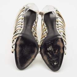 Giuseppe Zanotti Silver/Gold Leather Coline Gladiator Sandals Size 39