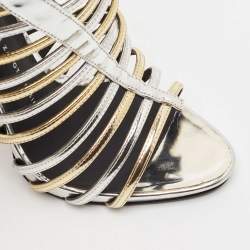 Giuseppe Zanotti Silver/Gold Leather Coline Gladiator Sandals Size 39