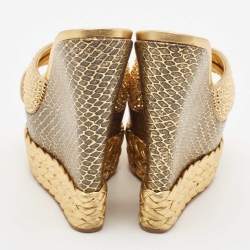 مملوكة مسبقًا صندل جوسيبى زانوتى كعب روكى نعل سميك زخرفة كريستال سويدى ذهبى مقاس 40