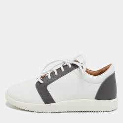 Giuseppe Zanotti White/Grey Leather G Runner Low Top Sneakers Size 36