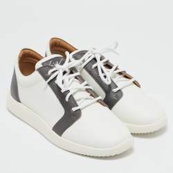 Giuseppe Zanotti White/Grey Leather G Runner Low Top Sneakers Size 36