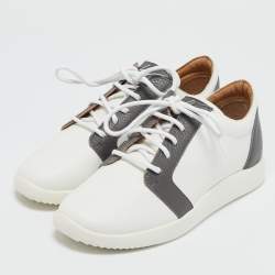 Giuseppe Zanotti White/Grey Leather G Runner Low Top Sneakers Size 36