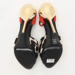 مملوكة مسبقًا صندل جوسيبي زانوتي سويدي برتقا لي ونقشة الفهد بحزام للكاحل مقاس 39