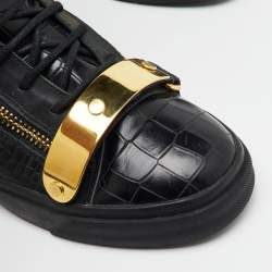 Giuseppe Zanotti Black Croc Embossed Leather Coby High Top Sneakers Size 40