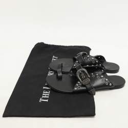 مملوكة مسبقًا حذاء مسطح بحلقة إصبع مزخرفة جلد أسود جوزيبي زانوتي مقاس 37