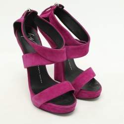 Giuseppe Zanotti Purple Suede Alien Wedge Sandals Size 37.5