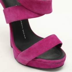 Giuseppe Zanotti Purple Suede Alien Wedge Sandals Size 37.5