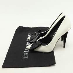 Giuseppe Zanotti White/Black Patent Leather and Croc Embossed Leather Bow Pumps Size 38