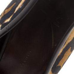Giuseppe Zanotti Leopard Print Canvas Peep Toe Pumps Size 38.5
