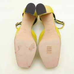 Giuseppe Zanotti Yellow iridescent Patent Leather Platform Ankle Strap Pumps Size 39