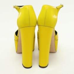 Giuseppe Zanotti Yellow iridescent Patent Leather Platform Ankle Strap Pumps Size 39