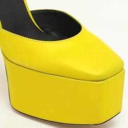 Giuseppe Zanotti Yellow iridescent Patent Leather Platform Ankle Strap Pumps Size 39