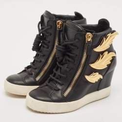 Giuseppe Zanotti Black Leather Cruel Summer High Top Sneakers Size 36