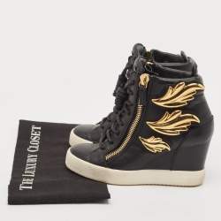Giuseppe Zanotti Black Leather Cruel Summer High Top Sneakers Size 36