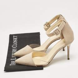 Giuseppe Zanotti Beige Suede and PVC D'orsay Pumps Size 36