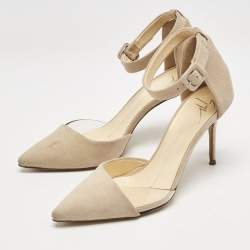 Giuseppe Zanotti Beige Suede and PVC D'orsay Pumps Size 36