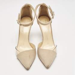 Giuseppe Zanotti Beige Suede and PVC D'orsay Pumps Size 36