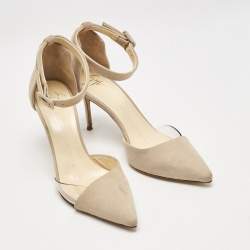 Giuseppe Zanotti Beige Suede and PVC D'orsay Pumps Size 36