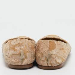Giuseppe Zanotti Beige Lace Cap Toe Ballet Flats Size 37