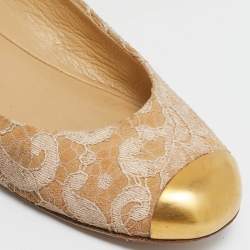 Giuseppe Zanotti Beige Lace Cap Toe Ballet Flats Size 37