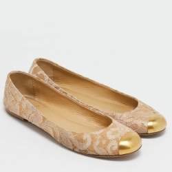 Giuseppe Zanotti Beige Lace Cap Toe Ballet Flats Size 37