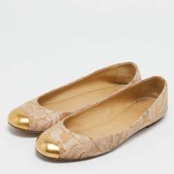 Giuseppe Zanotti Beige Lace Cap Toe Ballet Flats Size 37