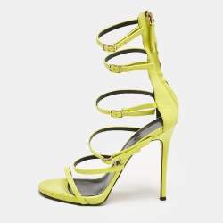 Giuseppe Zanotti Lime Green Leather Margaret Sandals Size 37