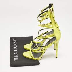 Giuseppe Zanotti Lime Green Leather Margaret Sandals Size 37