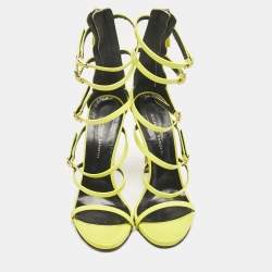 Giuseppe Zanotti Lime Green Leather Margaret Sandals Size 37
