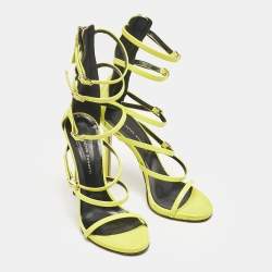 Giuseppe Zanotti Lime Green Leather Margaret Sandals Size 37