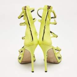 Giuseppe Zanotti Lime Green Leather Margaret Sandals Size 37
