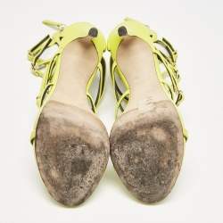 Giuseppe Zanotti Lime Green Leather Margaret Sandals Size 37