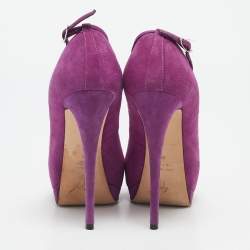 Giuseppe Zanotti Magenta Pink Suede Platform Peep Toe Ankle Strap Pumps Size 35